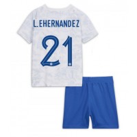 Billiga Frankrike Lucas Hernandez #21 Barnkläder Borta fotbollskläder till baby VM 2022 Kortärmad (+ Korta byxor)